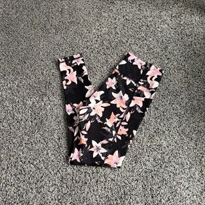 Victorias Secret Floral Black and Pink Leggings